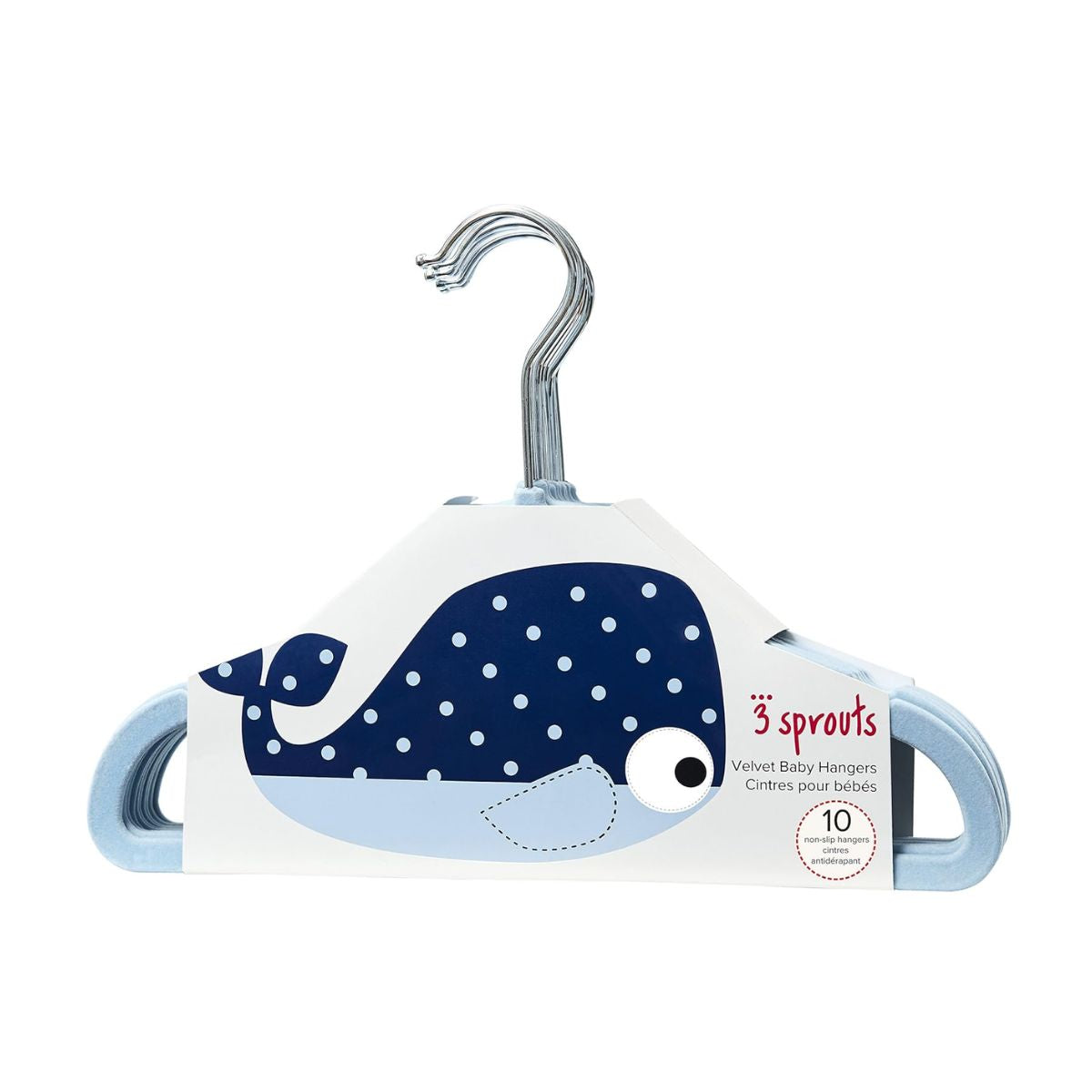 3 Sprouts Non-slip Hangers (10 Per Set) - Blue Velvet on Luna Baby Store Miami