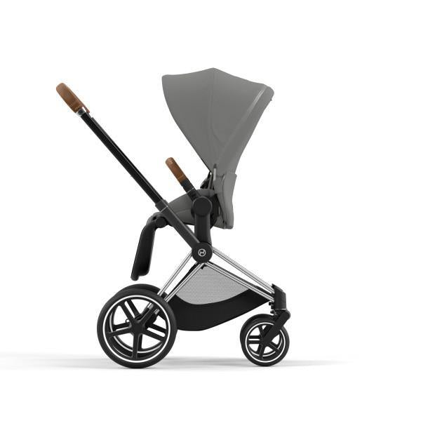 Cybex Priam 4 Stroller - Chrome/Brown Frame and Soho Grey Seat Pack