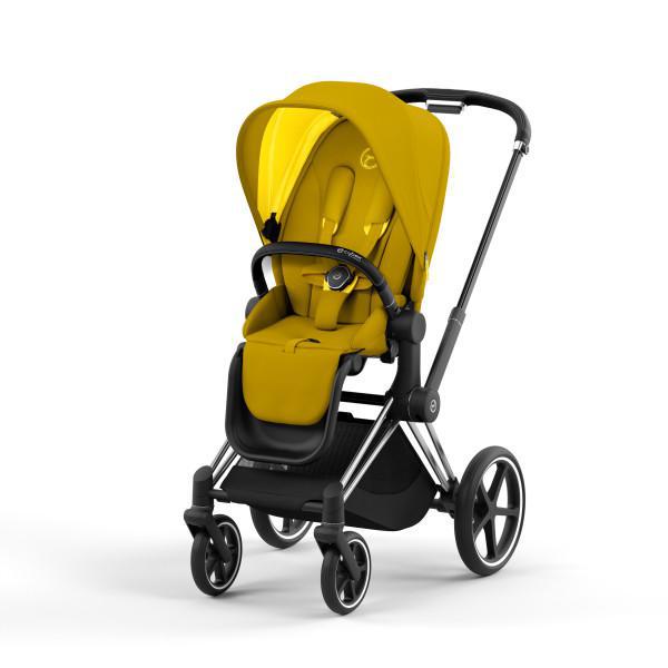 Cybex Priam 4 Stroller - Chrome/Black Frame and Mustard Yellow Seat Pack