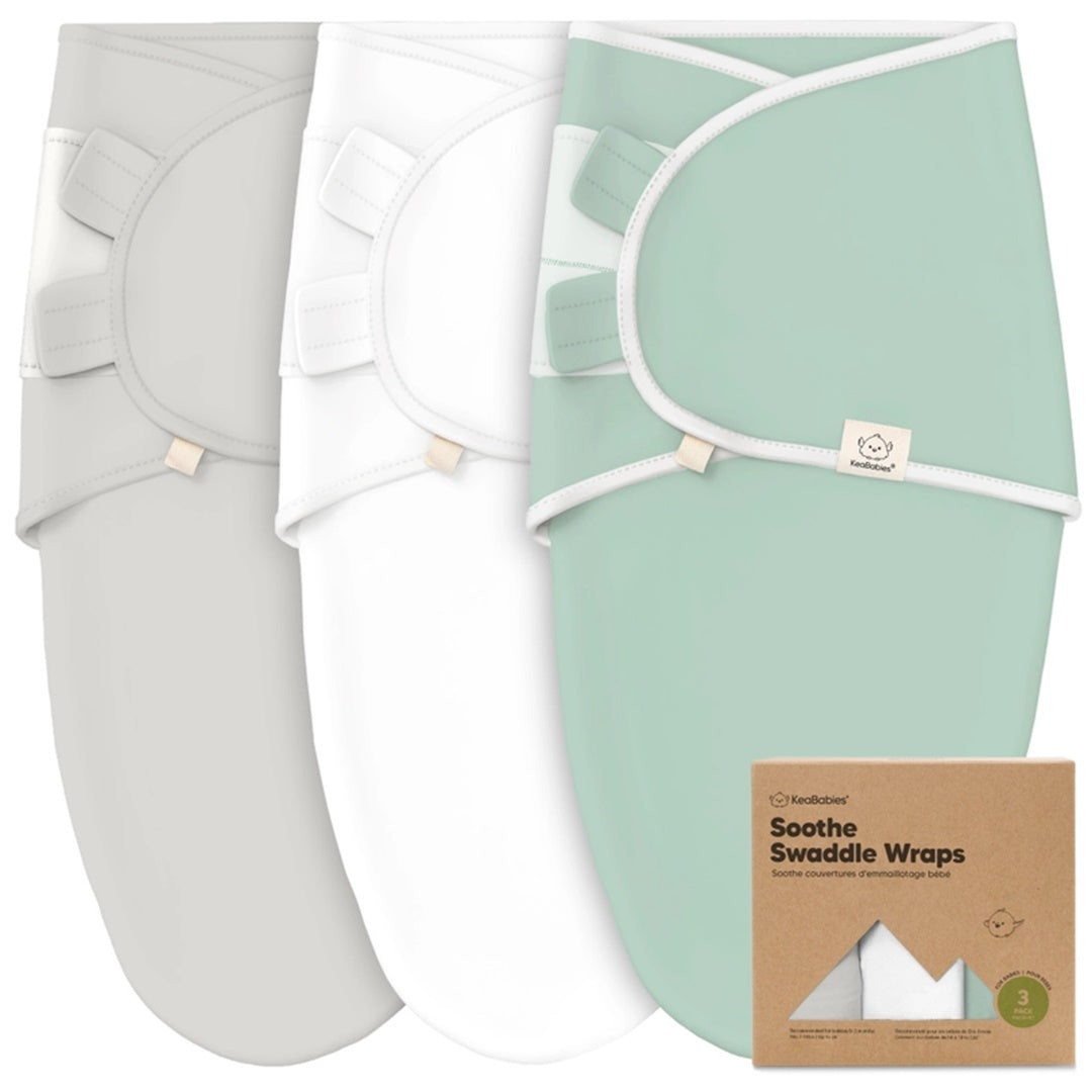 Cueiro Swaddle keaBabies Soothe Baby 3 Peças Sage 0-3M