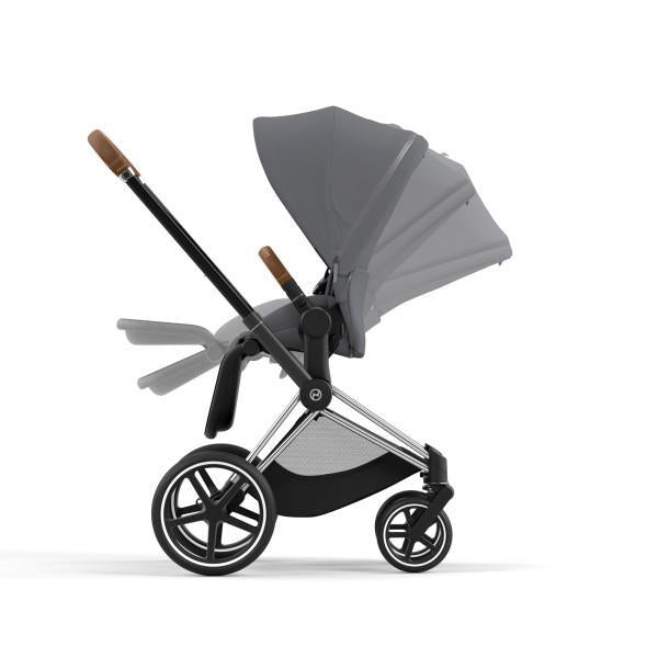 Cybex Priam 4 Stroller - Chrome/Brown Frame and Soho Grey Seat Pack