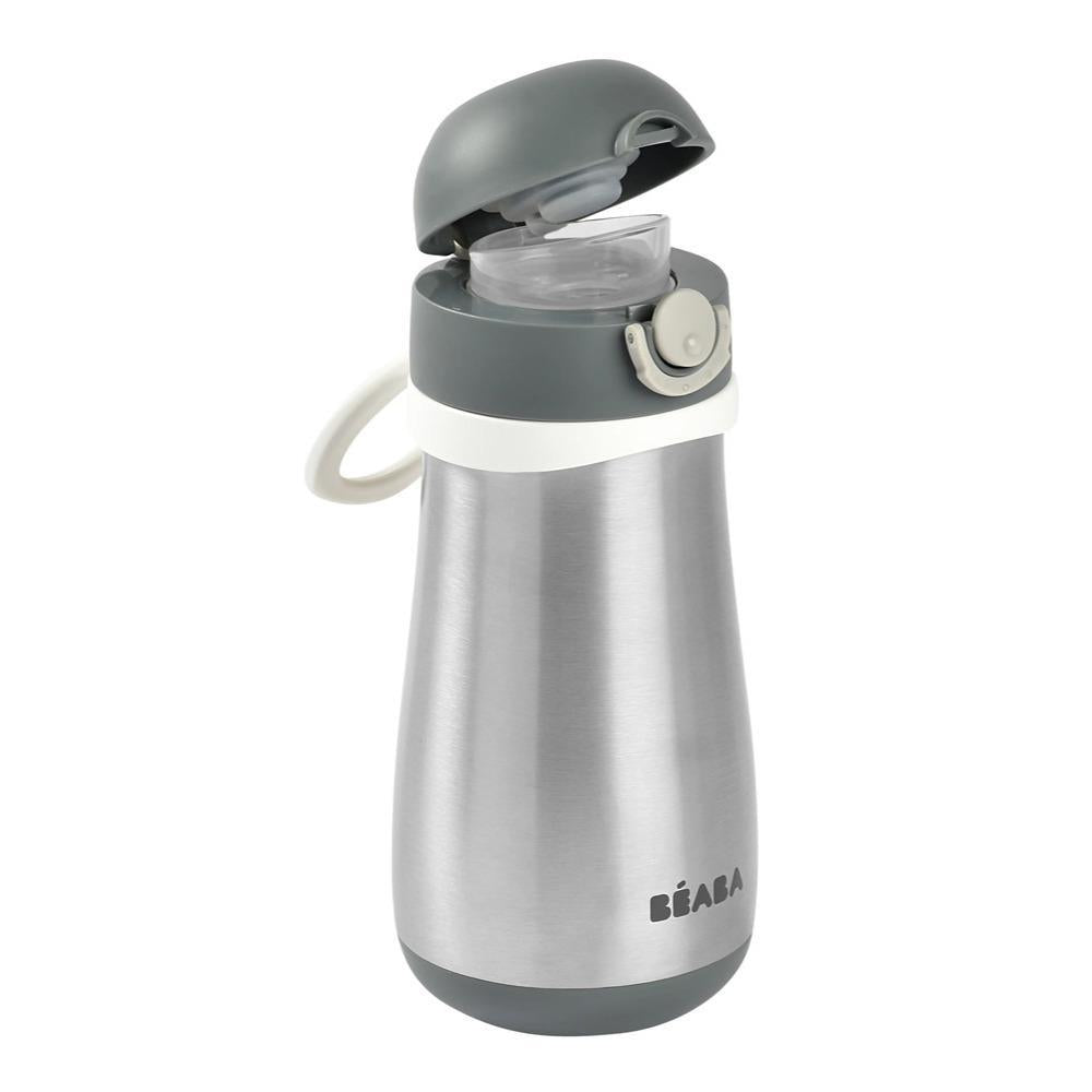 Beaba Stainless Steel Kids Water Bottle - Charcoal