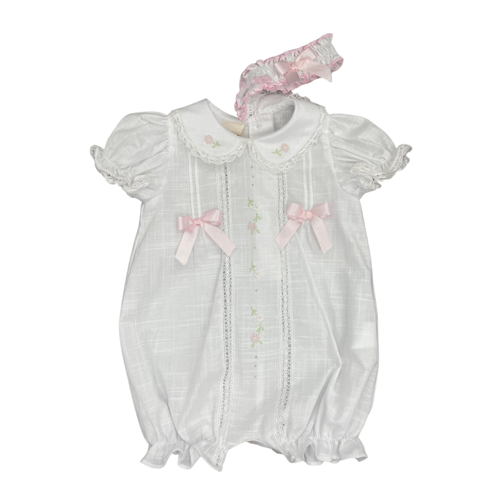 Baby Embroidered Romper - White on Luna Baby Store Miami
