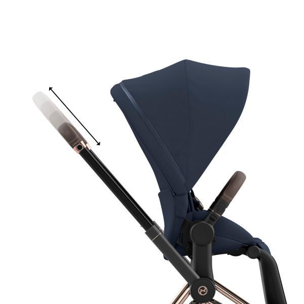 Cybex E-Priam 2 Stroller - Rose Gold/Brown Frame and Nautical Blue Seat Pack