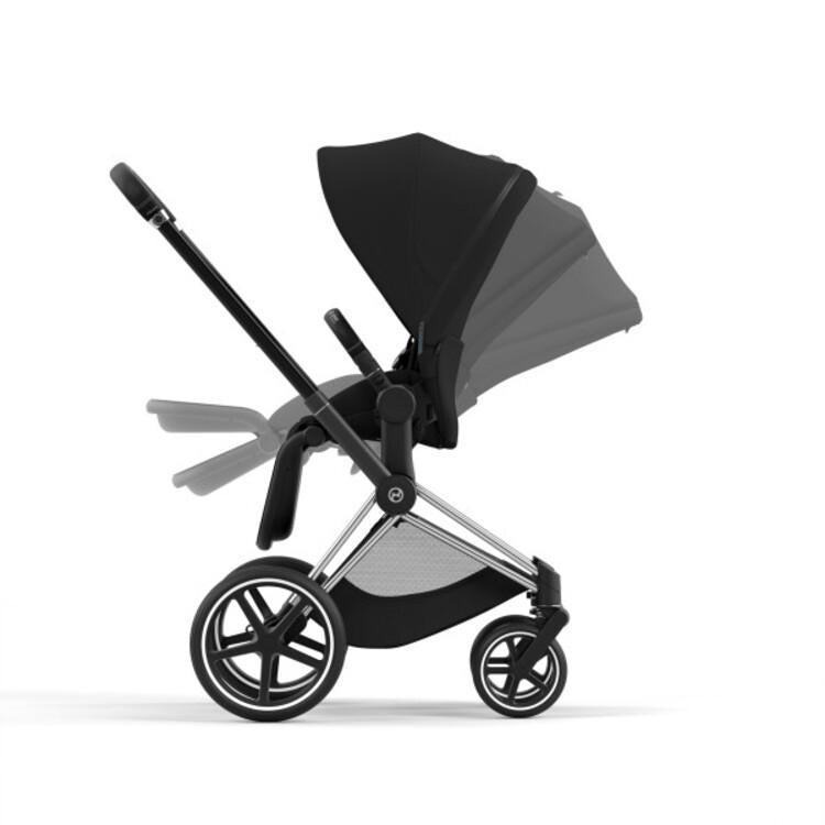 Cybex Priam 4 Stroller - Chrome/Black Frame and Deep Black Seat Pack