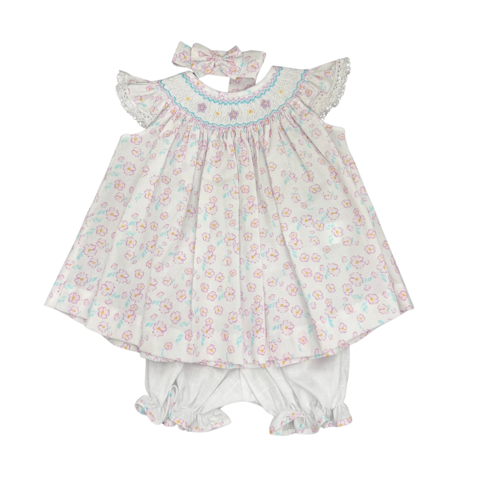 Baby Embroidered Dress - Lilac on Luna Baby Store Miami