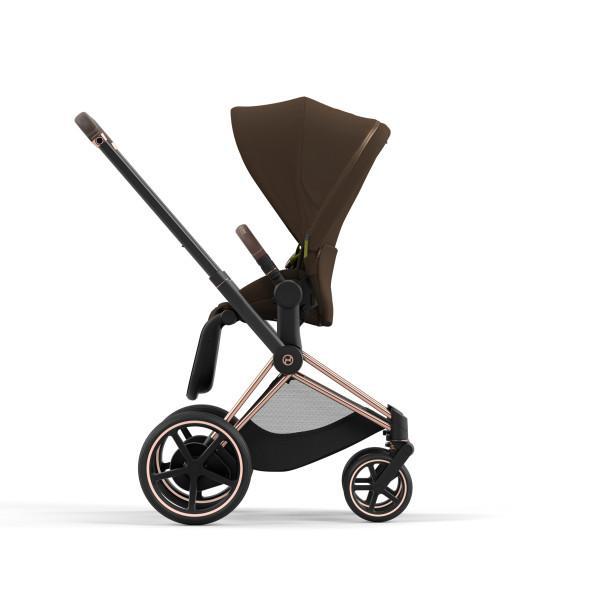 Cybex E-Priam 2 Stroller - Rose Gold/Brown Frame and Khaki Green Seat Pack