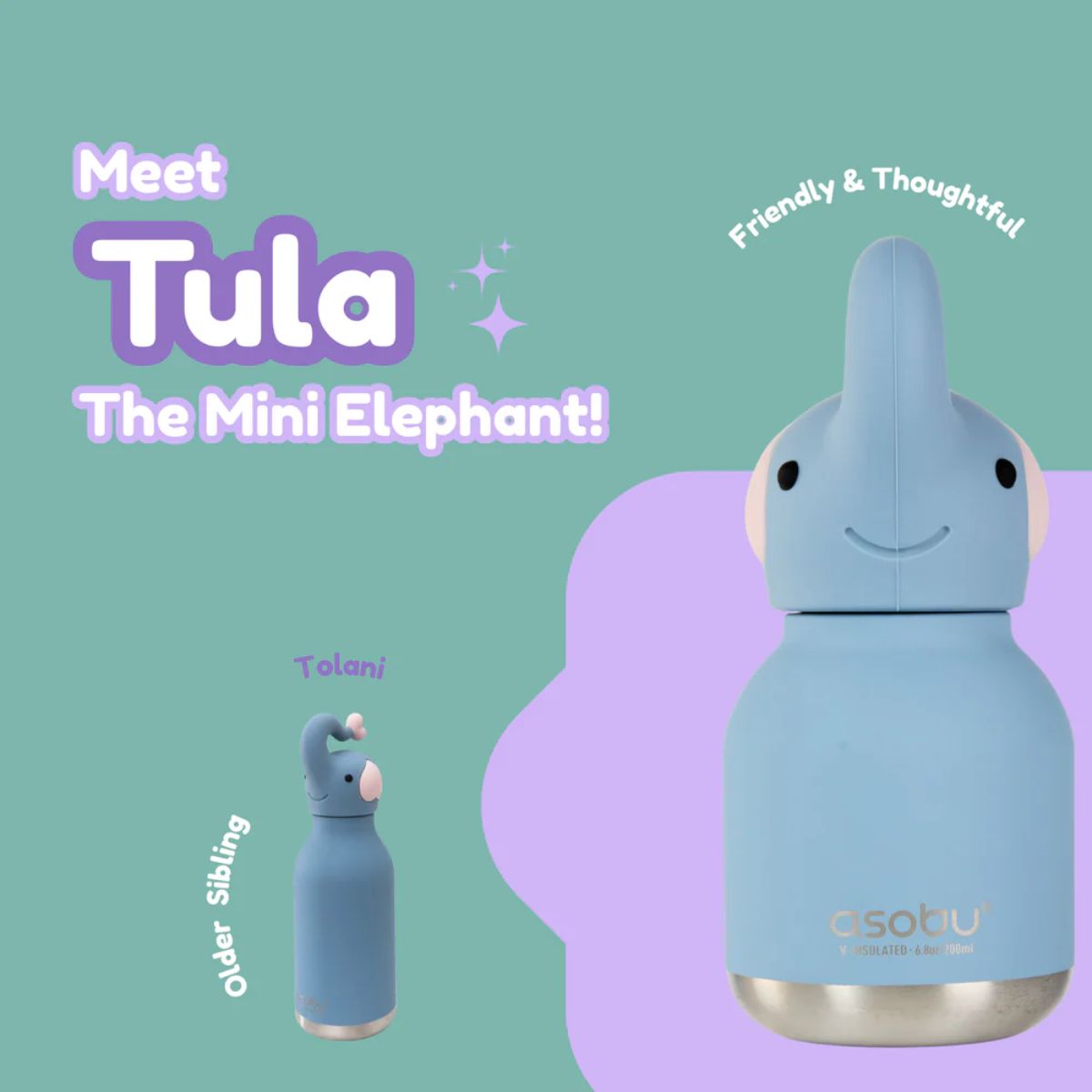 Mini Garrafa Térmica Infantil Asobu Bestie Elefante 200ML