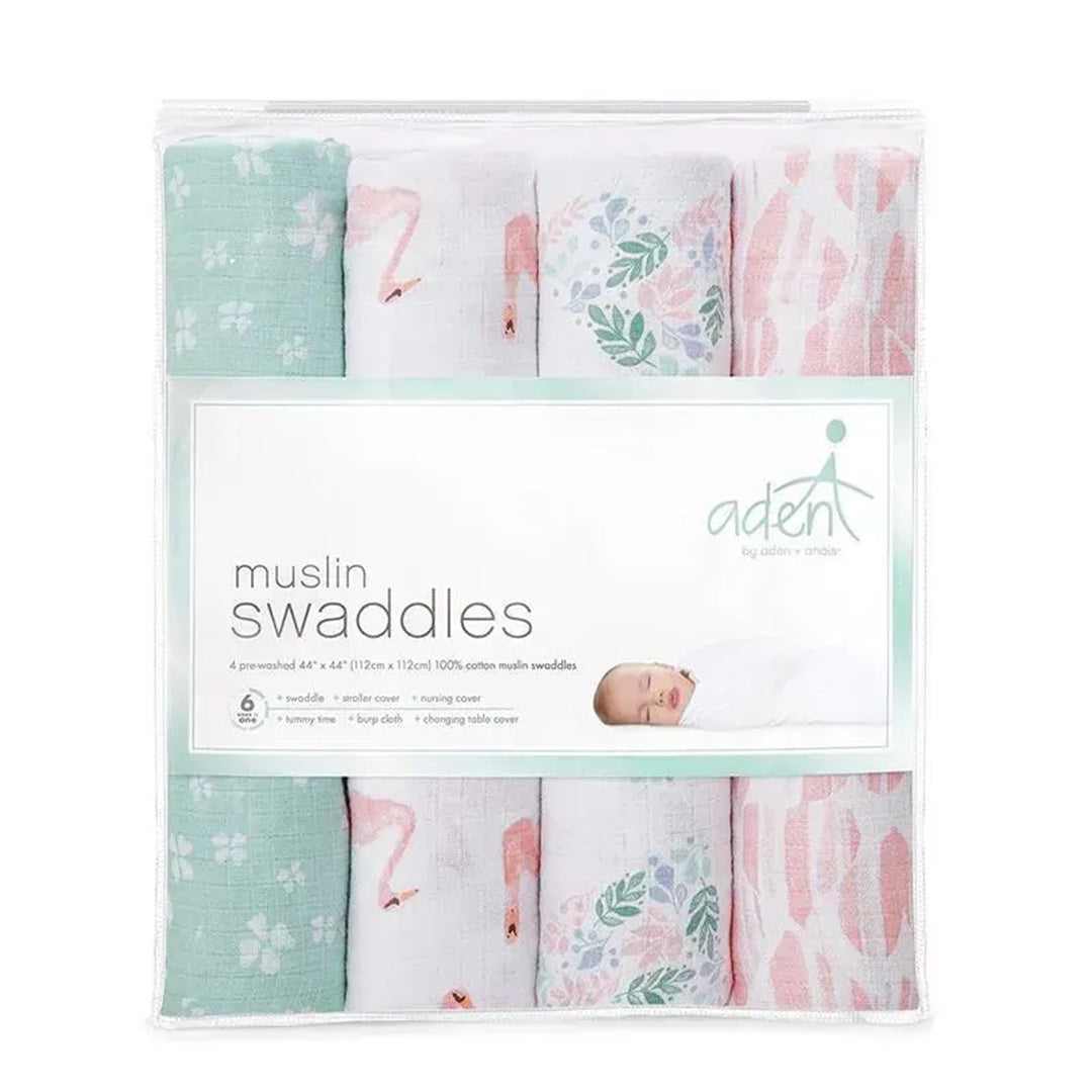 Aden + Anais - 4 Pk Swaddles Muslin, Rosa Briar