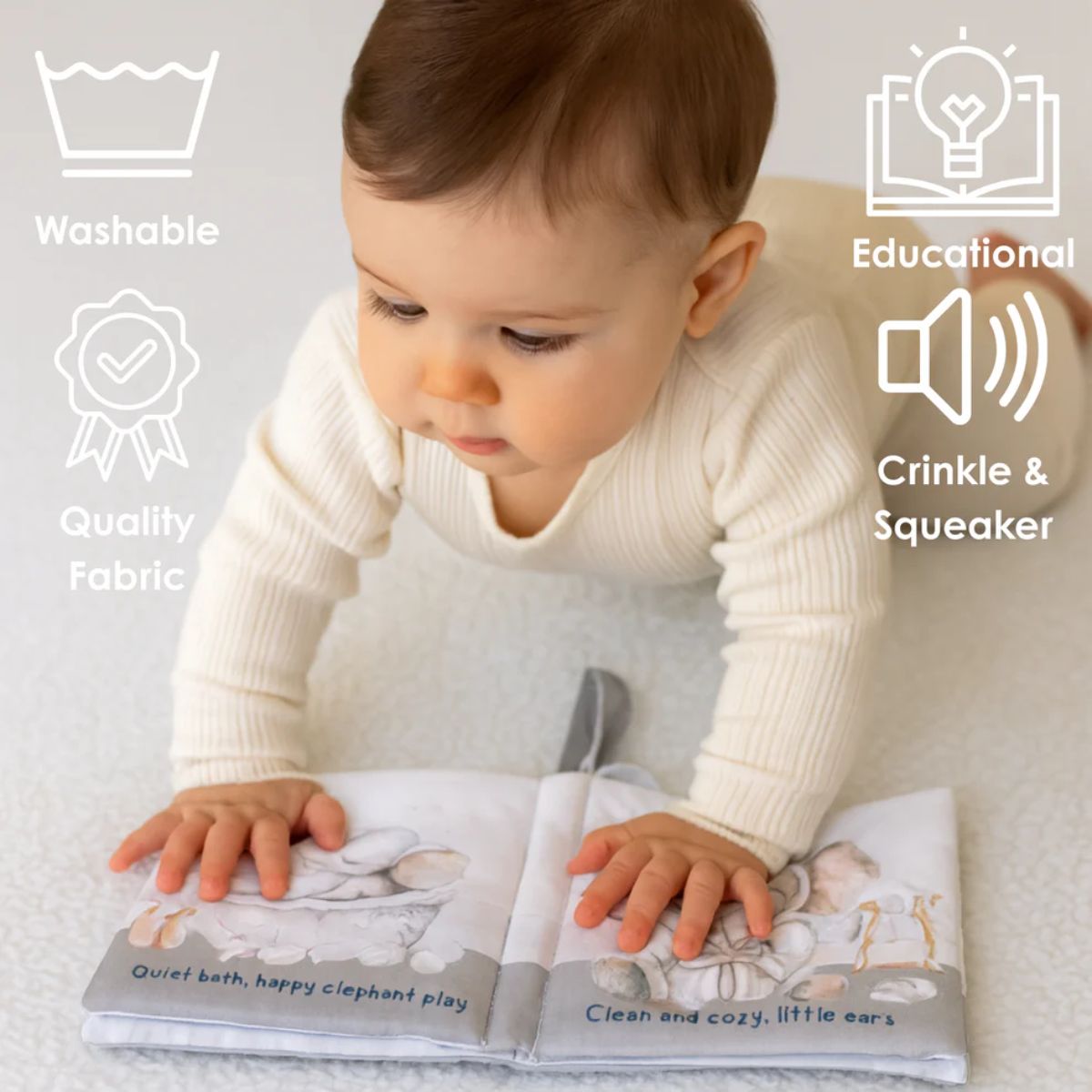 Livro Sensorial de Tecido Ali+Oli para Bebê Bubble Bath