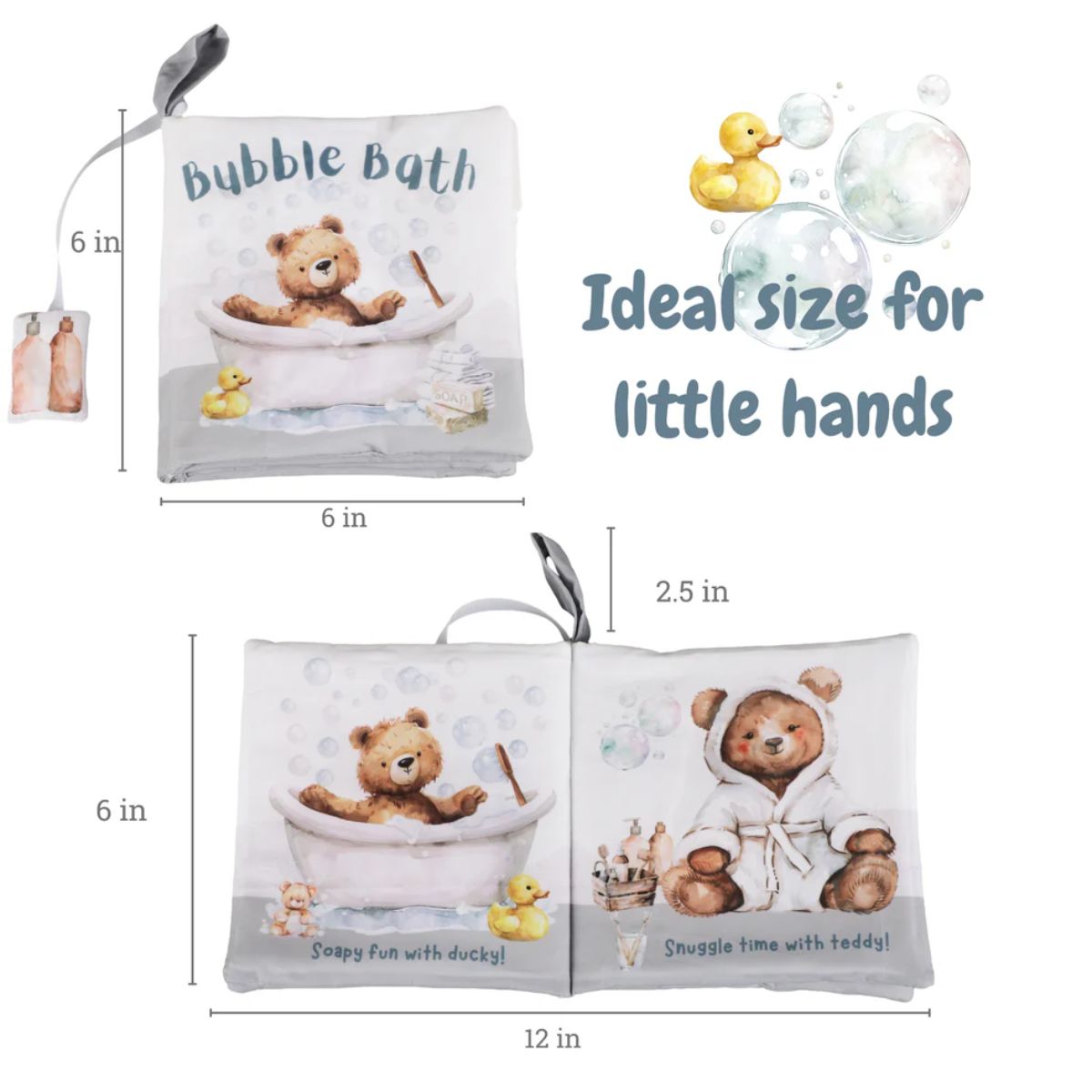 Livro Sensorial de Tecido Ali+Oli para Bebê Bubble Bath on Luna Baby Store Miami