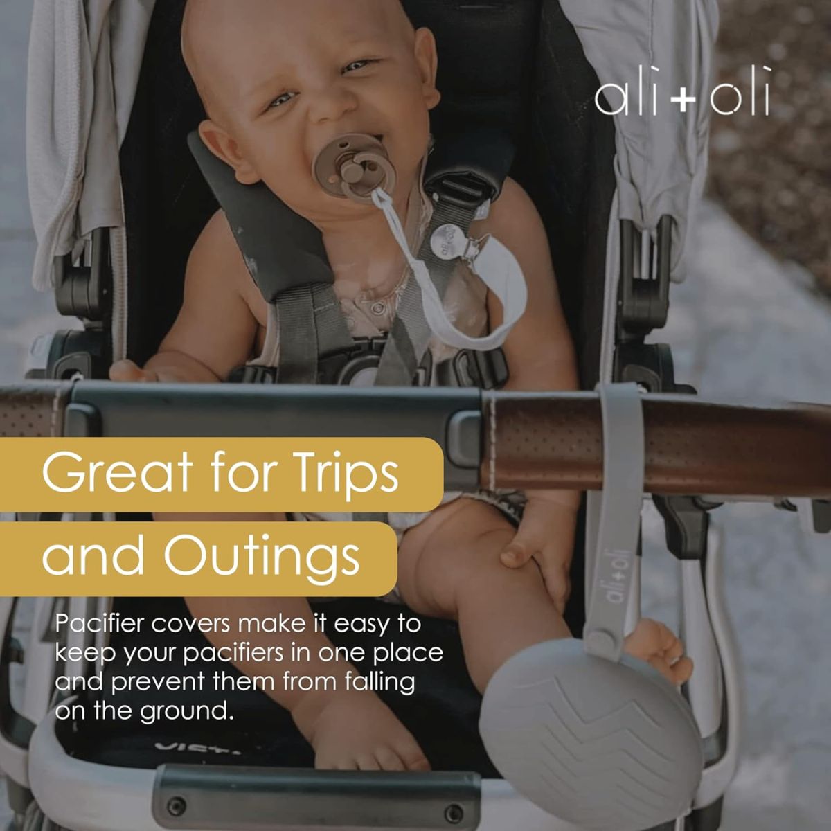 Ali + Oli Porta-Chupeta de Silicone - Cinza