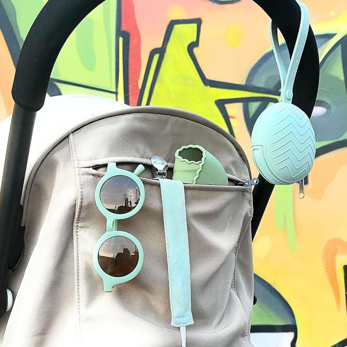 Ali + Oli Porta-Chupeta de Silicone - Verde Menta