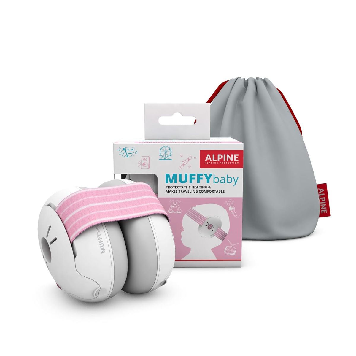 Fone Com Proteção Auditiva Infantil Alpine Muffy Baby Rosa