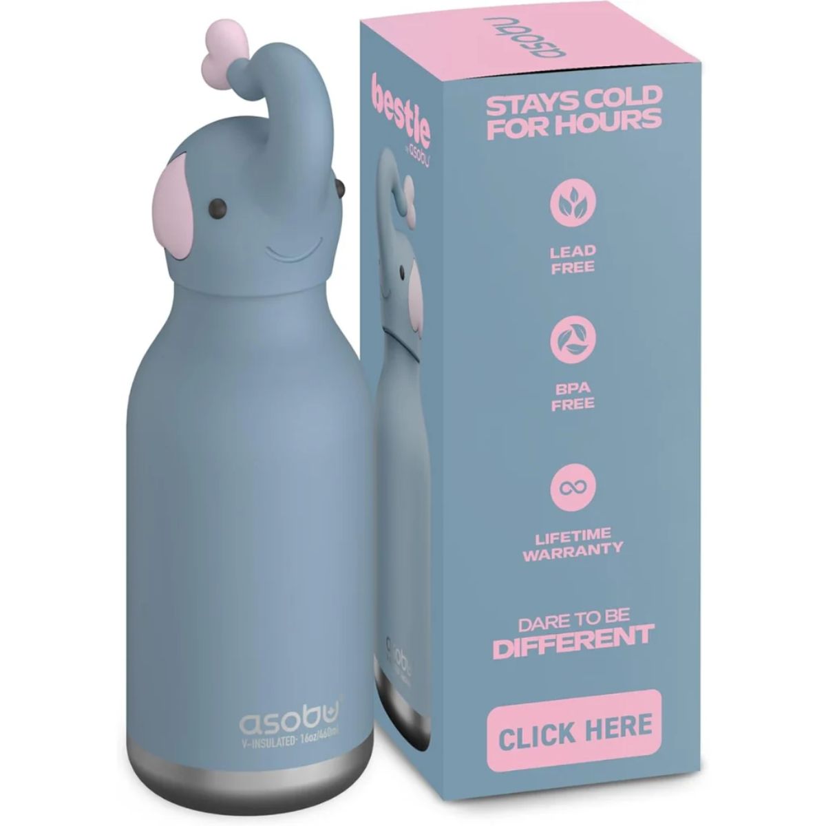 Garrafa Térmica Infantil Asobu Bestie Elefante 460ML on Luna Baby Store Miami