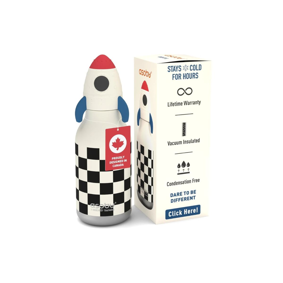 Asobu Bestie Insulated Kids Bottle 16 oz - Rocketship on Luna Baby Store Miami