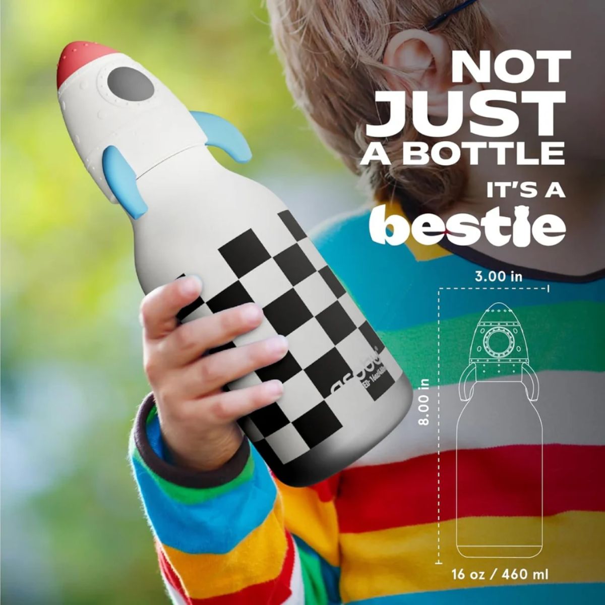 Asobu Bestie Insulated Kids Bottle 16 oz - Rocketship