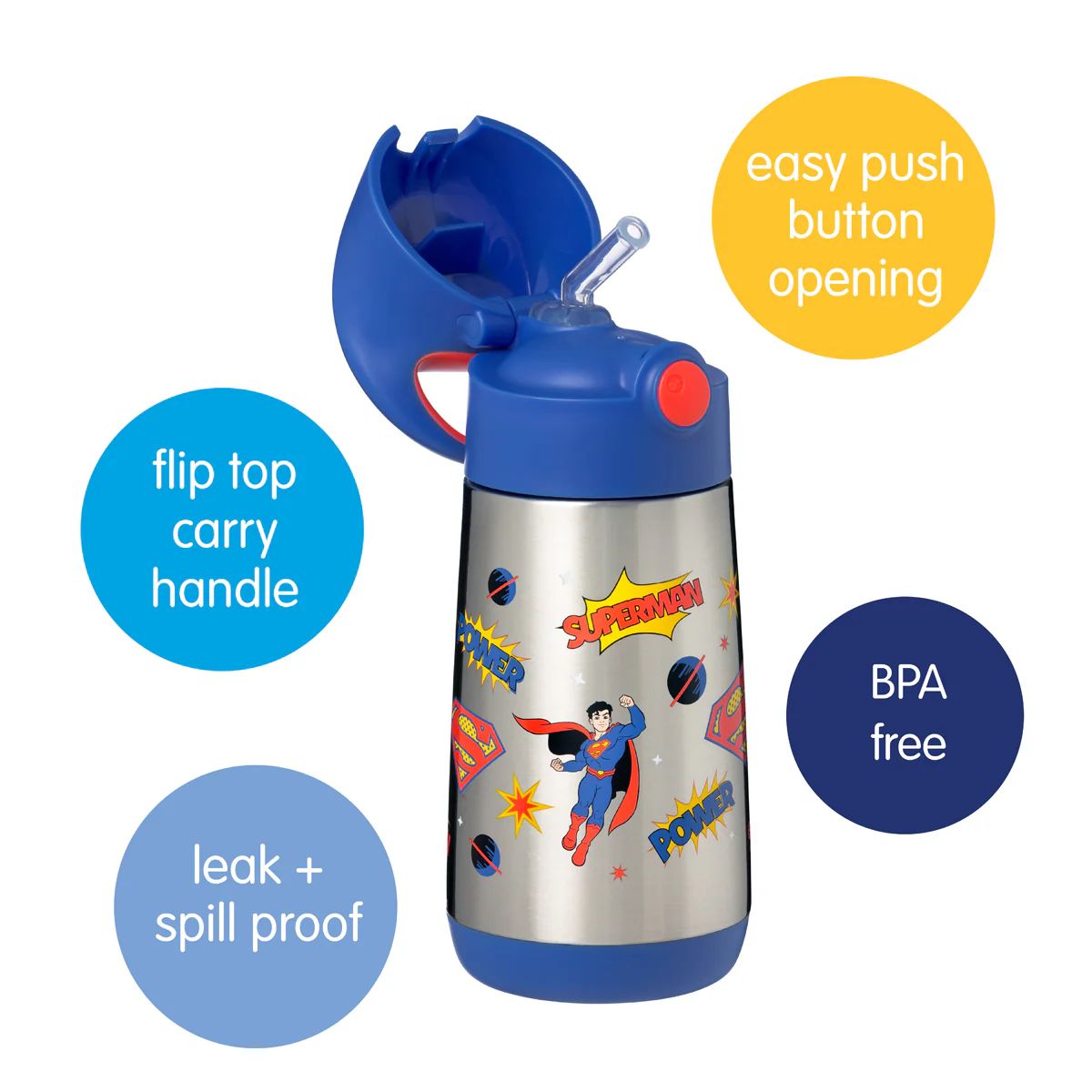 Garrafa Térmica Infantil B.Box 350ML Superman on Luna Baby Store Miami