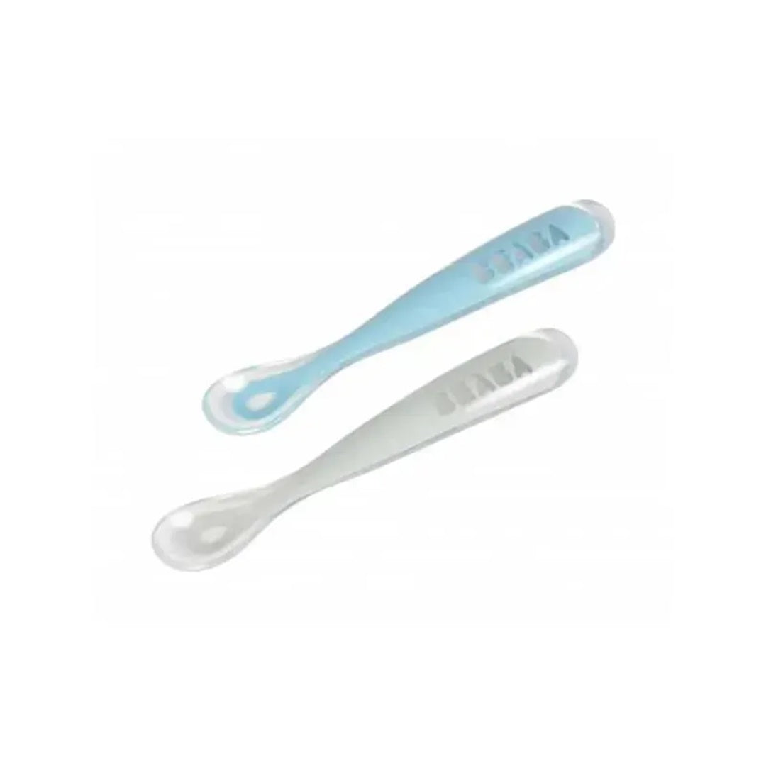 Beaba - conjunto de viagem com 2 unidades de colher de silicone, nuvem/chuva