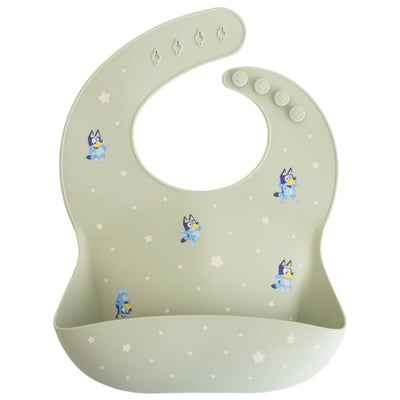Babador De Silicone Infantil Mushie Bluey Sage