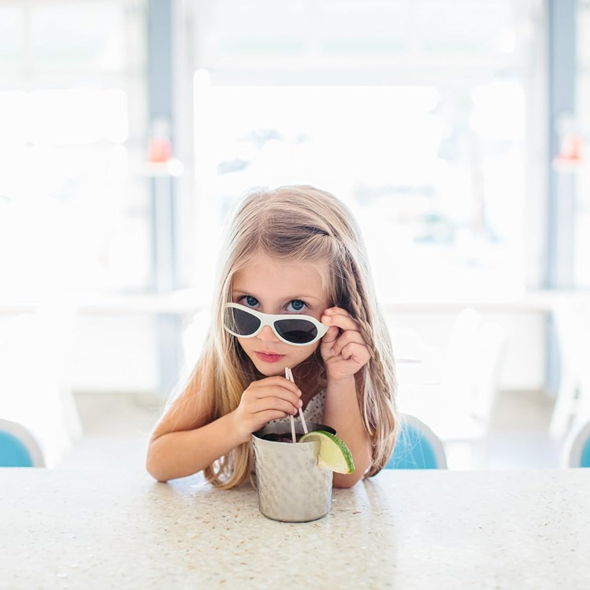 Babiators Sunglasses White With Orange Lenses 0-2 years on Luna Baby Store Miami