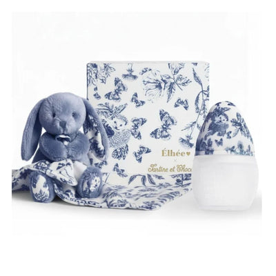 Conjunto Mamadeira e Naninha Élhée Tartine et Chocolat Toile de Jouy Coelhinho Augustin Blue