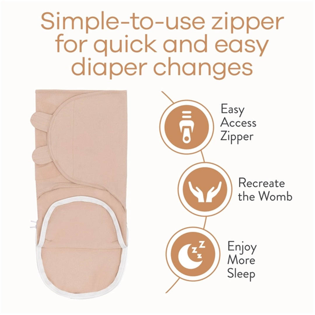 Baby Easy Swaddle Blankets w/ Zipper - 3 Pack By Comfy Cubs (Light Blush/Blush/Mauve) on Luna Baby Store Miami