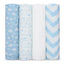 Comfy Cubs Baby Muslin Swaddle Blankets 4 Pack Blue on Luna Baby Store Miami