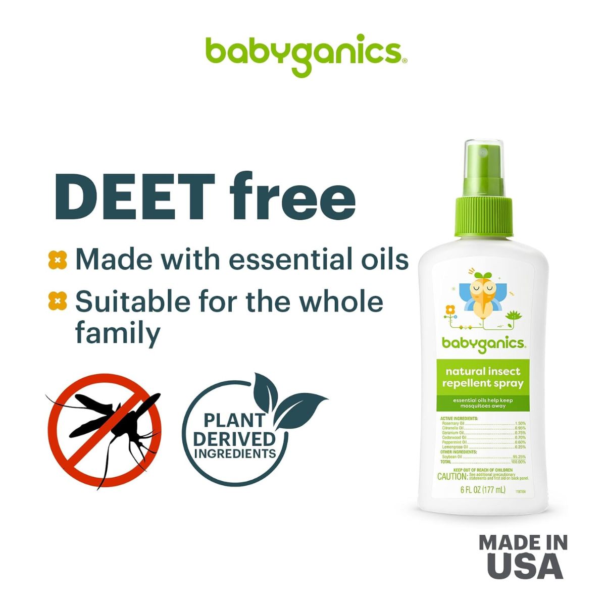 Repelente Natural Babyganics Spray 177ml on Luna Baby Store Miami