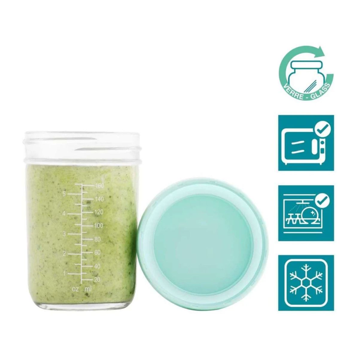 Kit Com 4 Potes Armazenadores de Vidro Para Papinhas Babymoov 220ML on Luna Baby Store Miami
