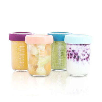 Kit Com 4 Potes Armazenadores de Vidro Para Papinhas Babymoov 220ML