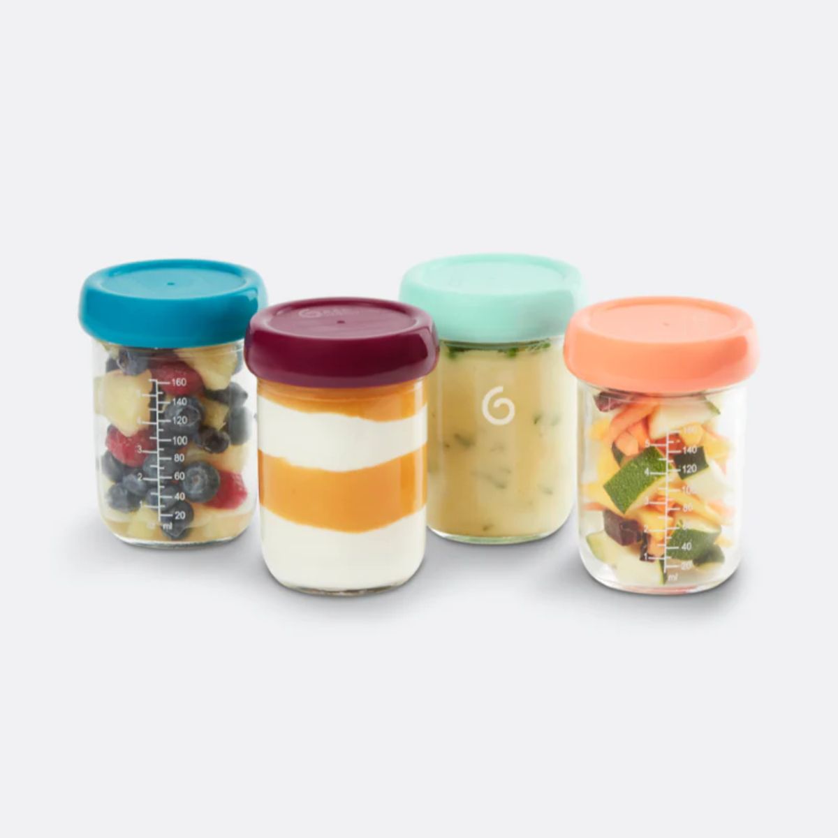 Kit Com 4 Potes Armazenadores de Vidro Para Papinhas Babymoov 220ML on Luna Baby Store Miami
