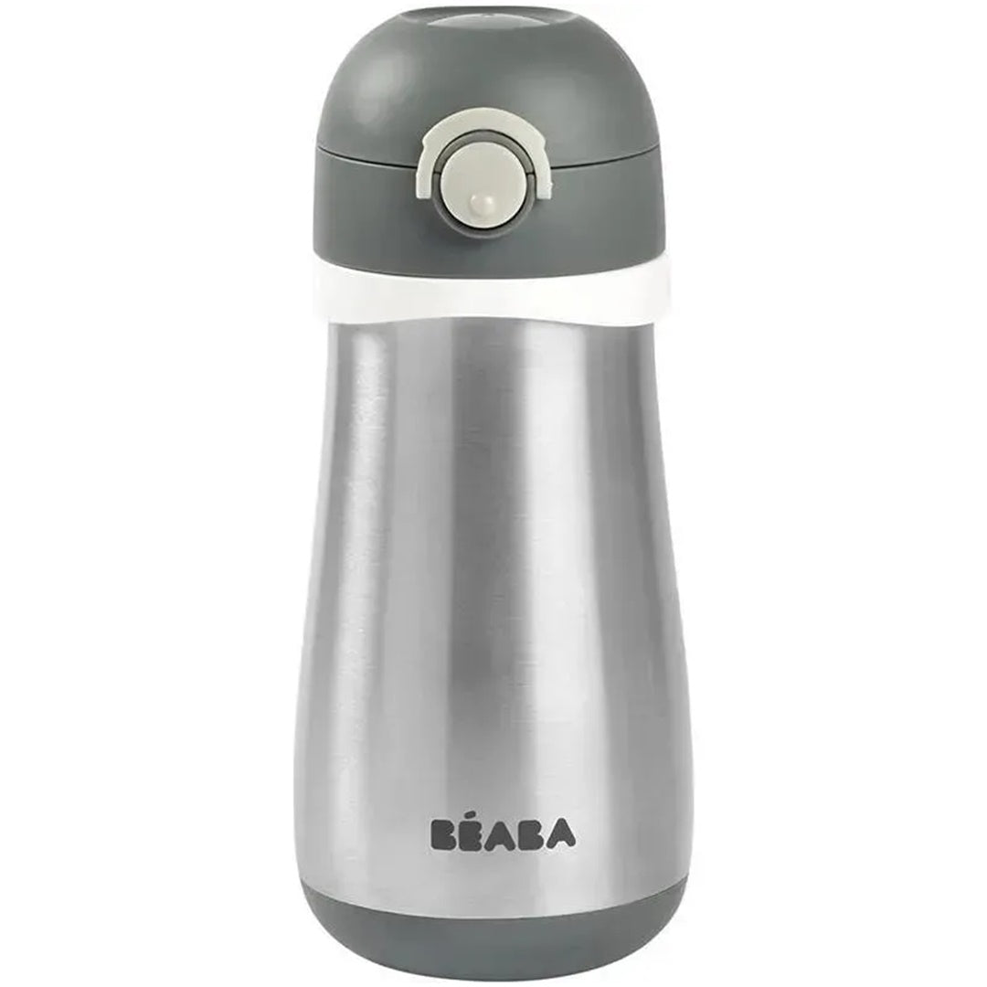 Beaba - Garrafa de água infantil de aço inoxidável, carvão