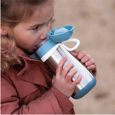 Beaba - Garrafa de Água Infantil de Aço Inoxidável, Chuva