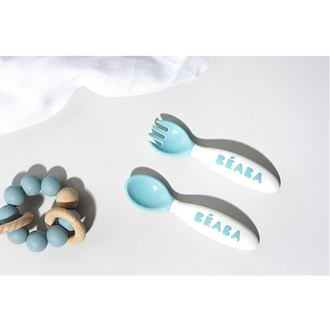 Beaba Baby 2ª Etapa Talheres Ergonômicos para Bebês, Conjunto de 10 (6 Colheres + 4 Garfos)