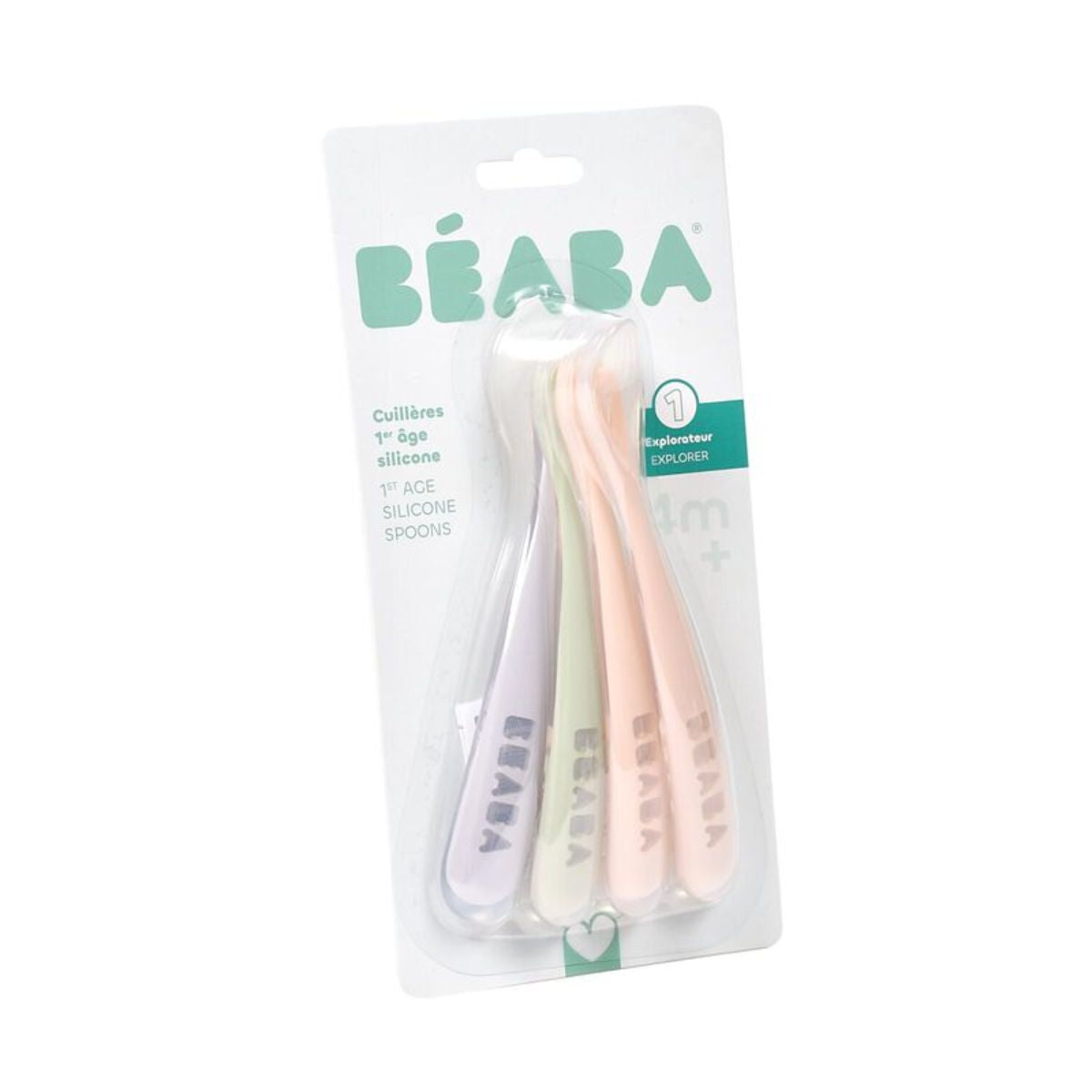 Kit de Colheres Infantil em Silicone Beaba 4 peças Cotcandy