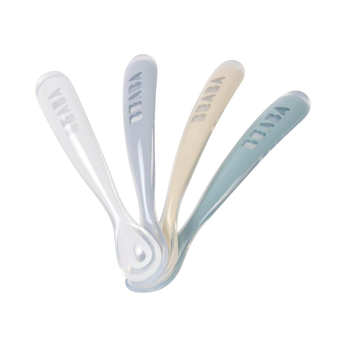 Beaba Baby First Foods Silicone Spoons - Set of 4 in Pebble on Luna Baby Store Miami