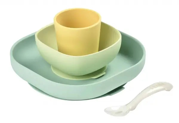 Beaba Silicone Suction Meal Set - Set of 4 - Pastel - Luna Baby Store Miami