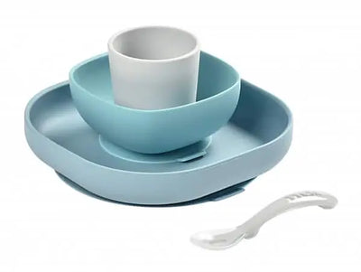 Beaba Silicone Suction Meal Set - Set of 4 - Rain - Luna Baby Store Miami