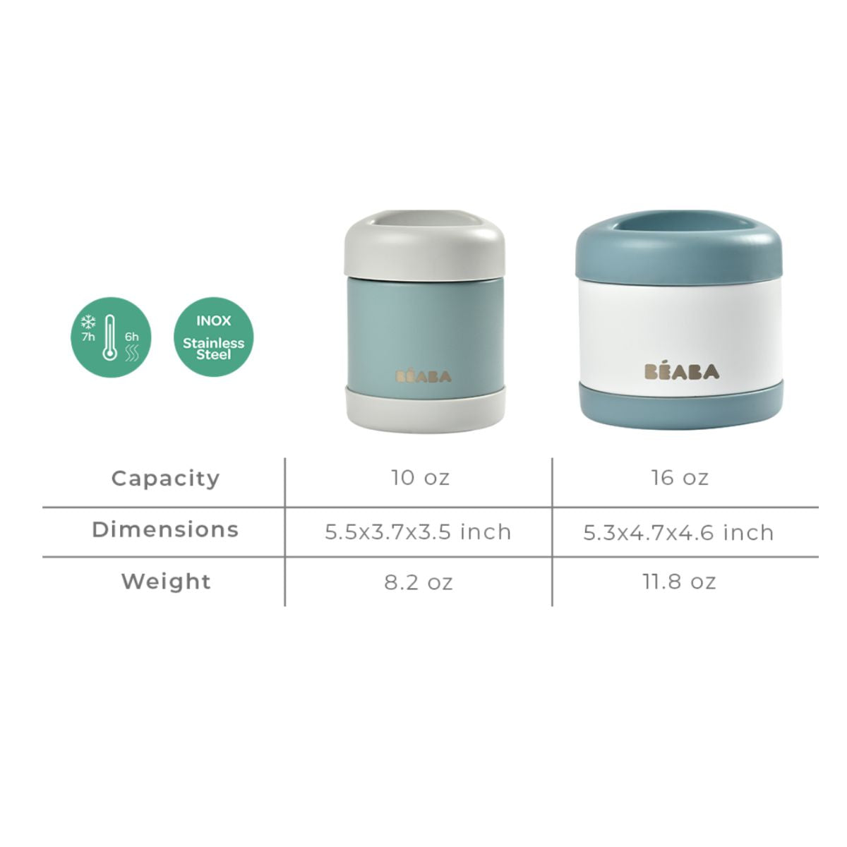 Beaba - Jarra de Aço Inoxidável 16 Oz, Nuvem