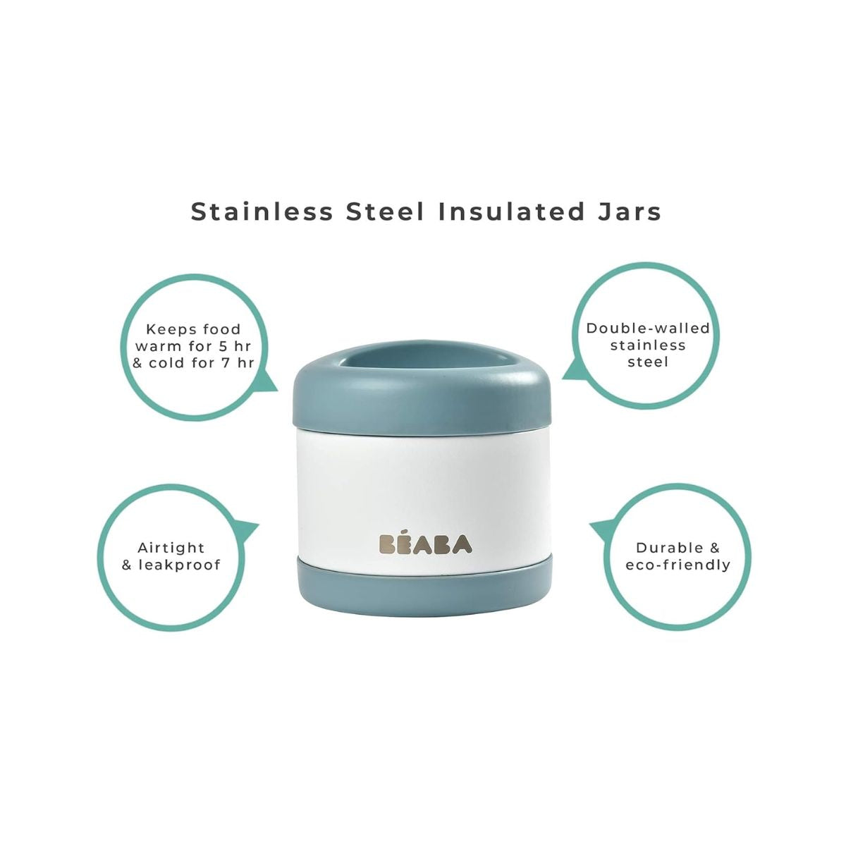 Beaba - Jarra de Aço Inoxidável 16 Oz, Nuvem on Luna Baby Store Miami