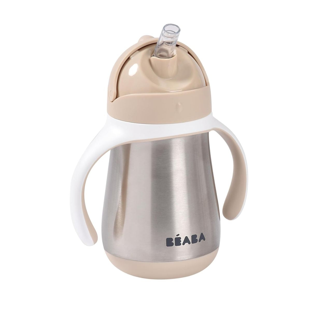 Beaba Stainless Steel Straw Sippy Cup - Oat on Luna Baby Store Miami