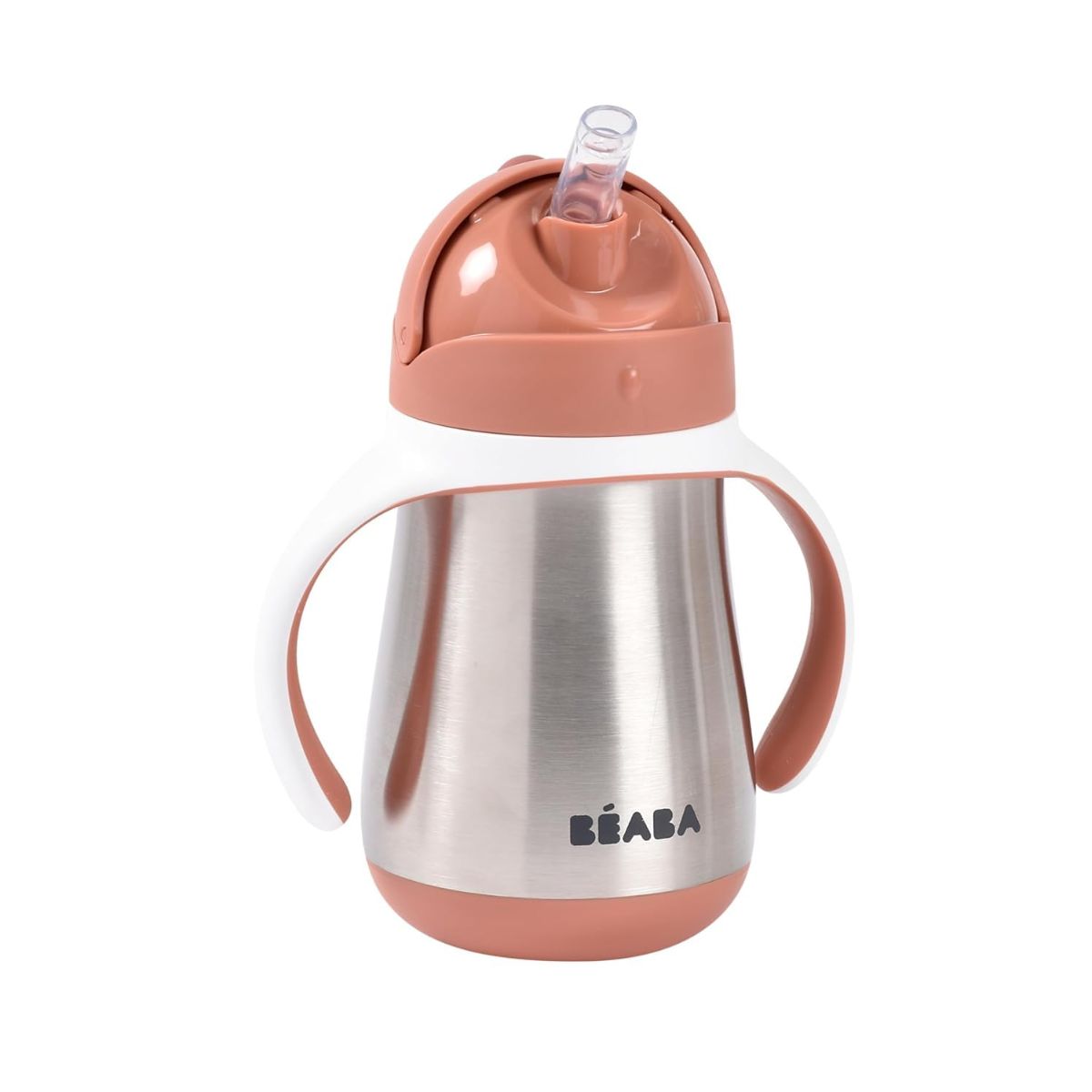 Beaba Stainless Steel Straw Sippy Cup - Terracota on Luna Baby Store Miami