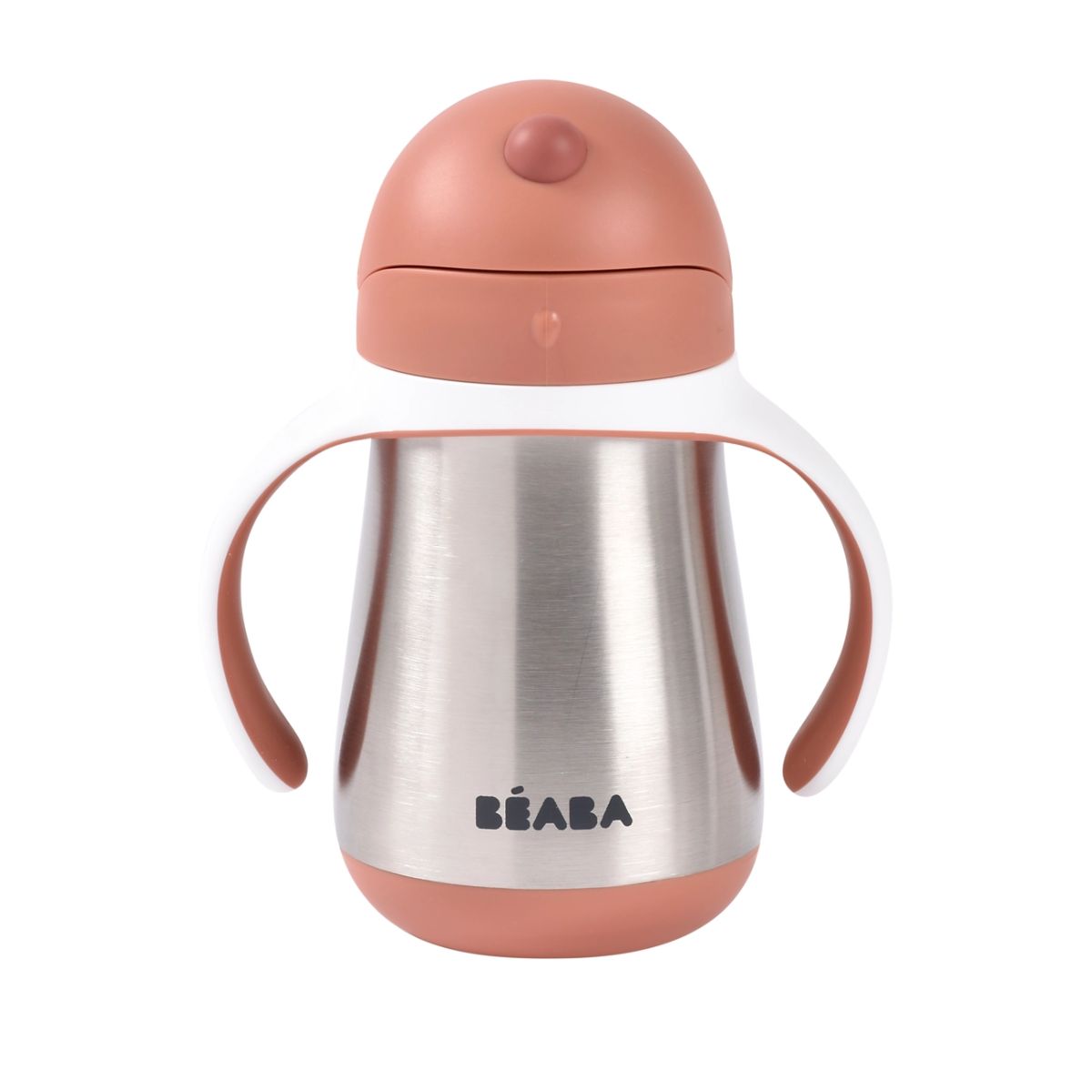 Beaba Stainless Steel Straw Sippy Cup - Terracota on Luna Baby Store Miami