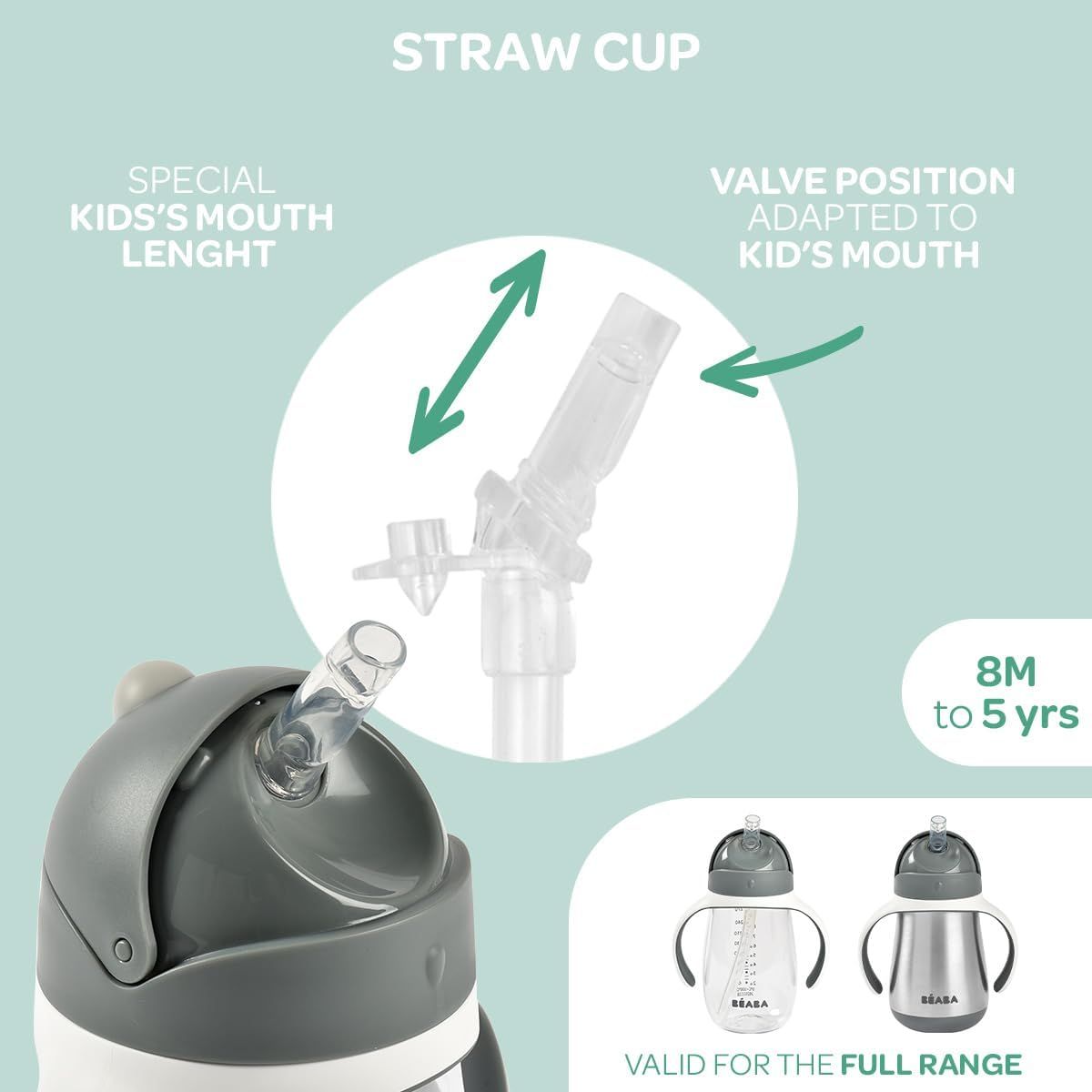Beaba Stainless Steel Straw Sippy Cup - Terracota on Luna Baby Store Miami