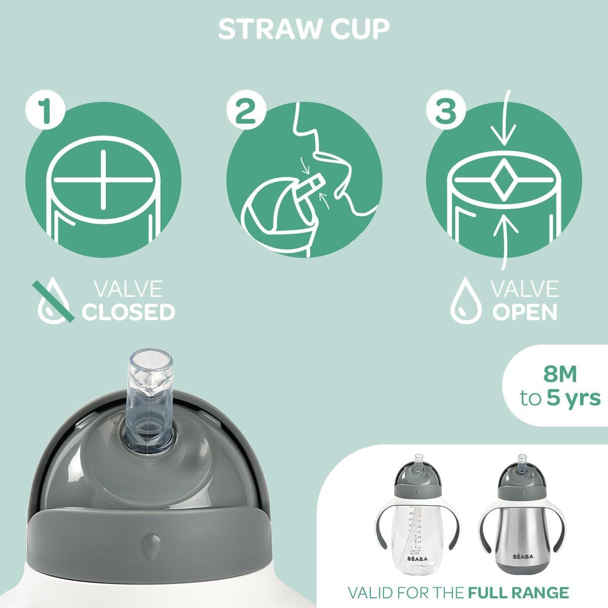 Beaba Stainless Steel Straw Sippy Cup - Terracota