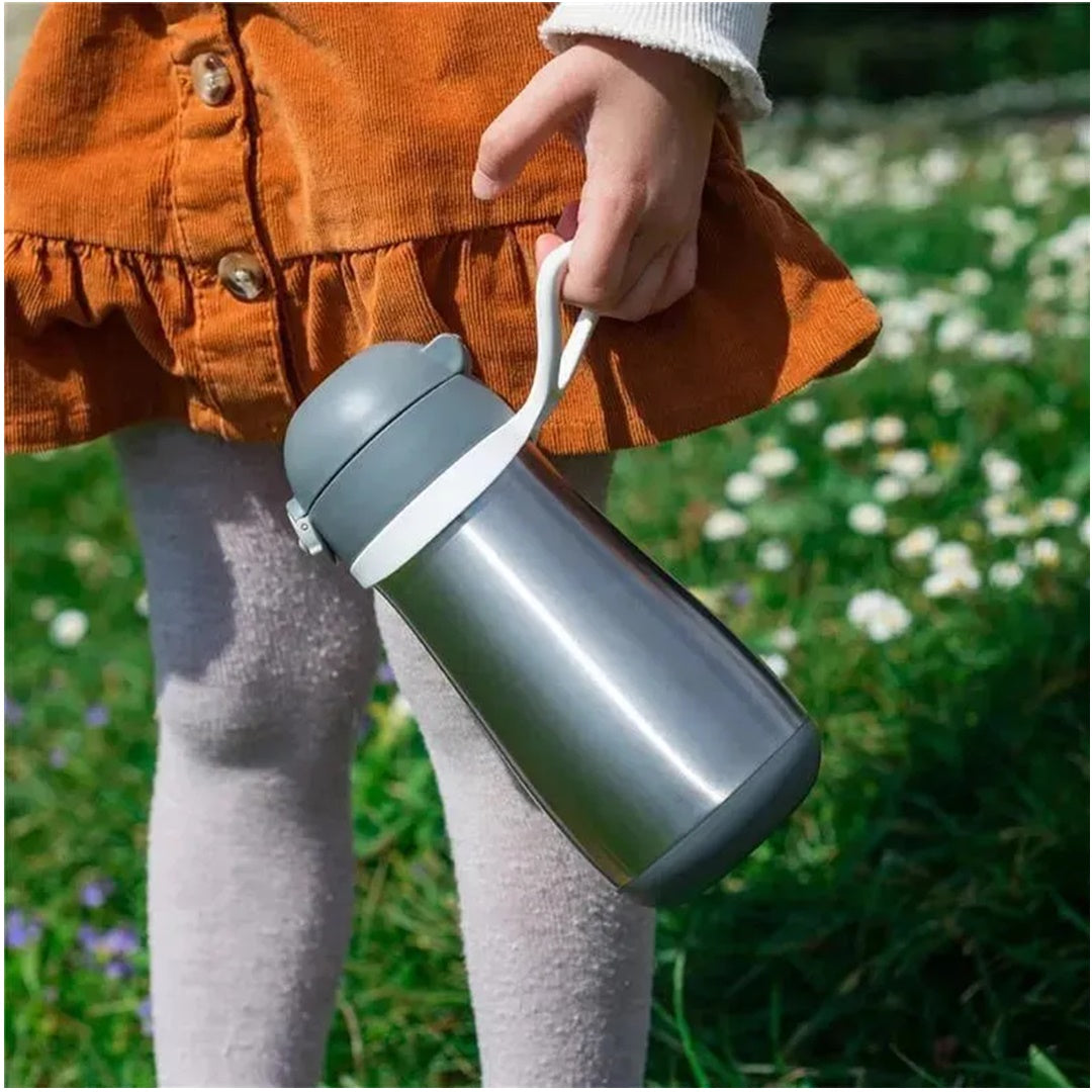 Beaba - Garrafa de água infantil de aço inoxidável, carvão