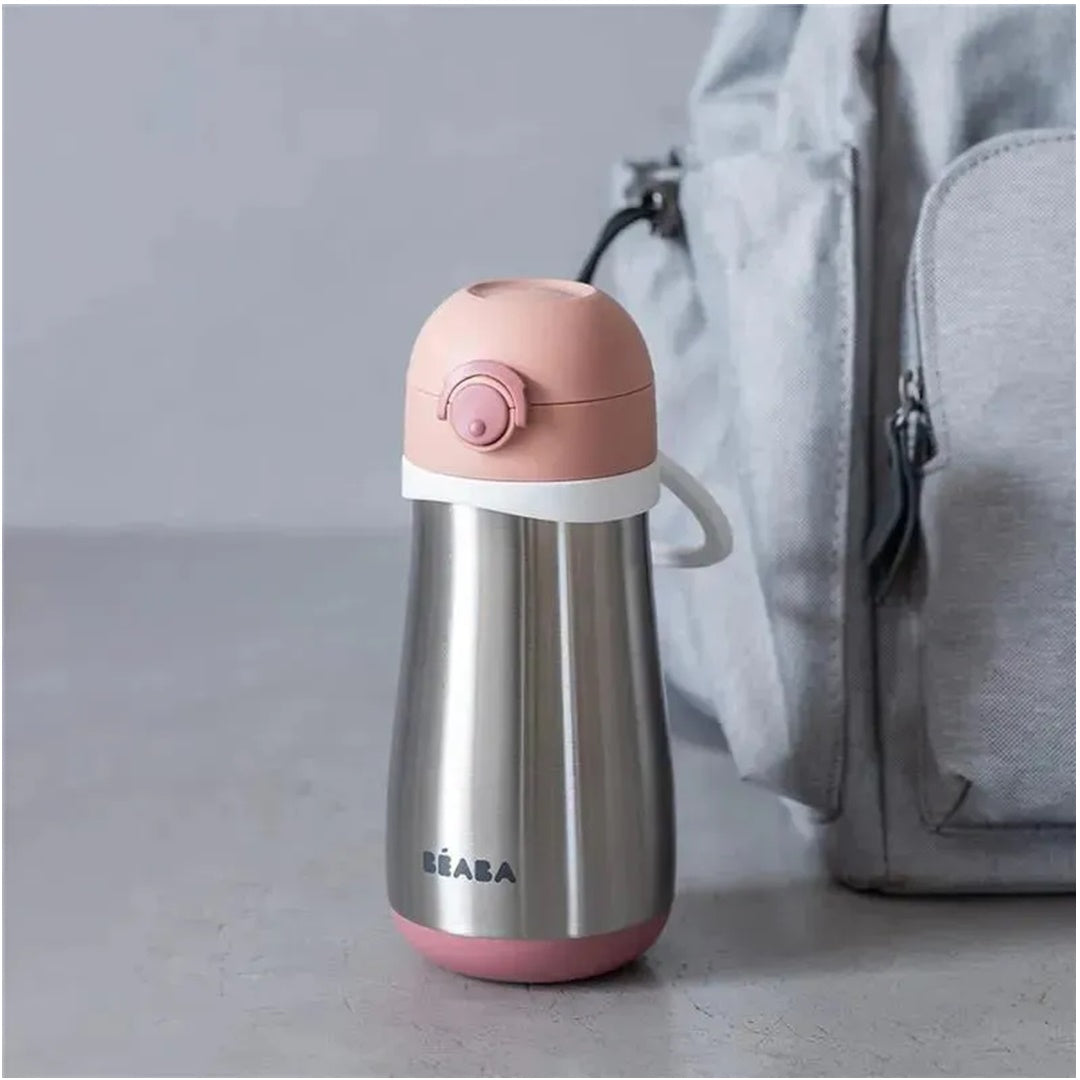 Beaba - Garrafa de Água Infantil de Aço Inoxidável, Rosa