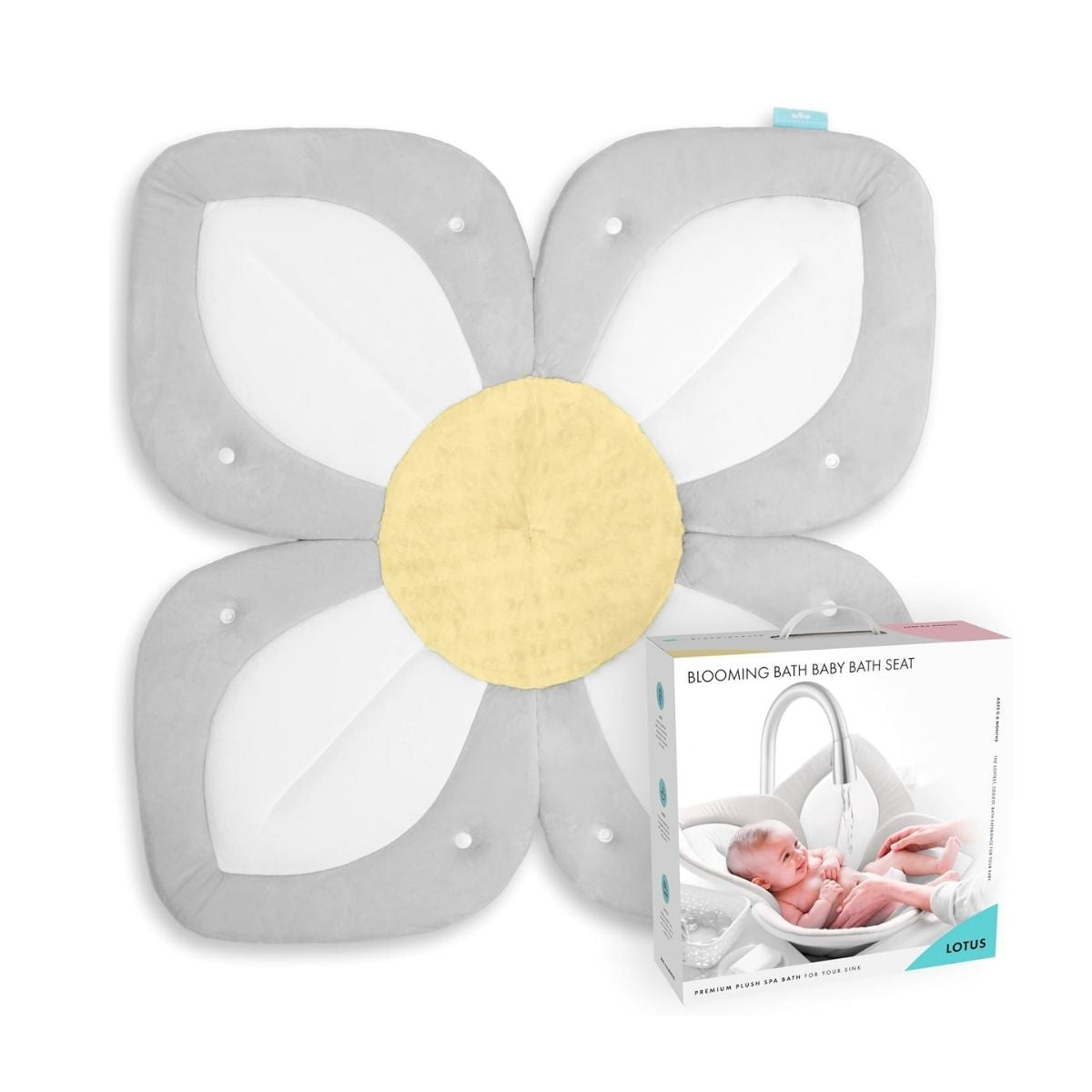 Almofada Para Banho Blooming Bath Gray/Light Yellow on Luna Baby Store Miami