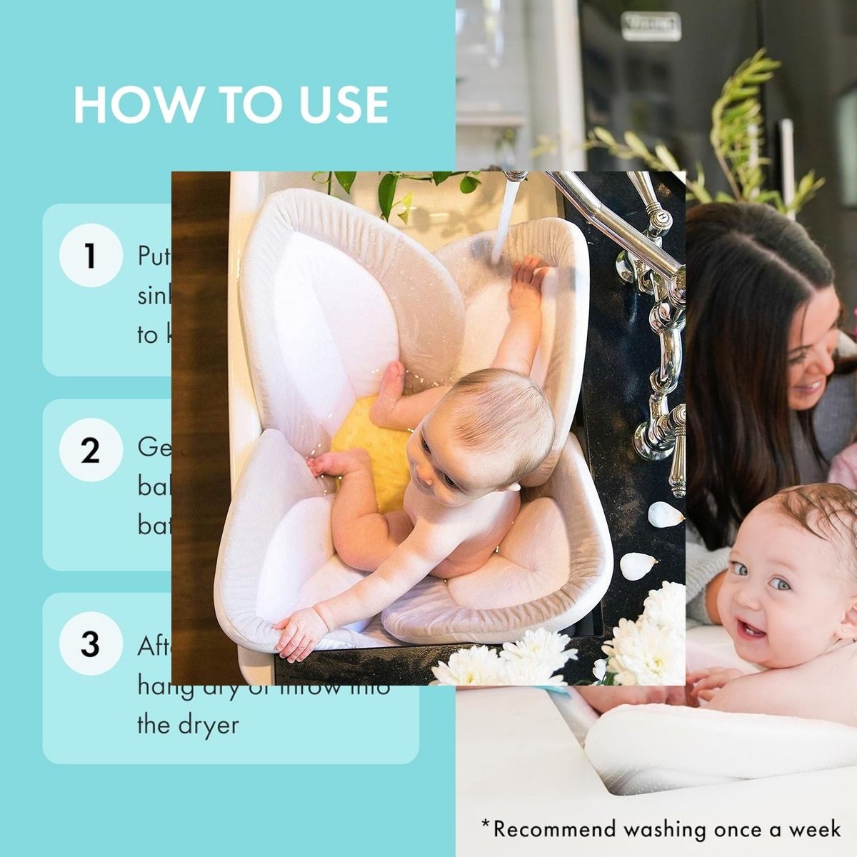 Almofada Para Banho Blooming Bath Gray/Light Yellow on Luna Baby Store Miami